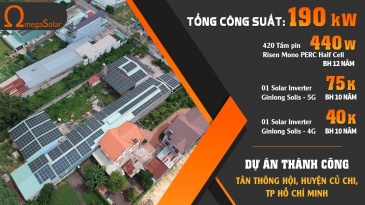 Dự án Điện Năng Lượng Mặt Trời Áp Mái 190kWp huyện Củ Chi - TP.HCM